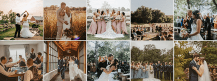 collage of wedding photos at fair oaks farms